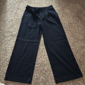 Navy Pinstripe wide leg trouser